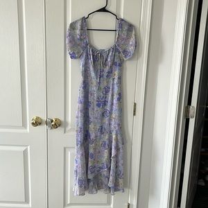 Astr Floral Midi Dress - Blue and Purple